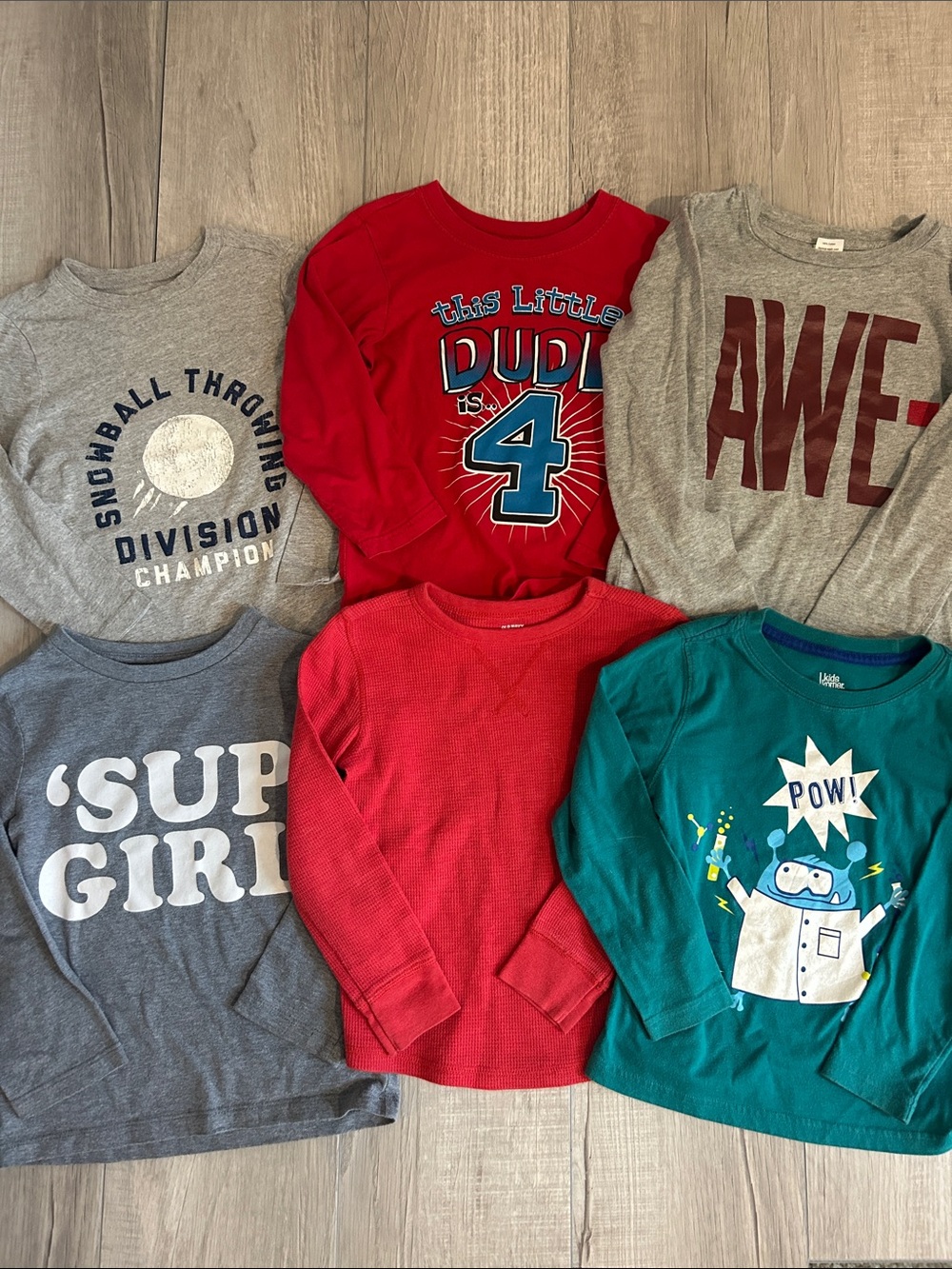 Toddler Boy’s Bundle of 6 Long Sleeve Shirts Sz 4T/4-5